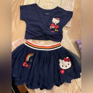 2 piece Hello Kitty crop top with matching skirt. Size 2T